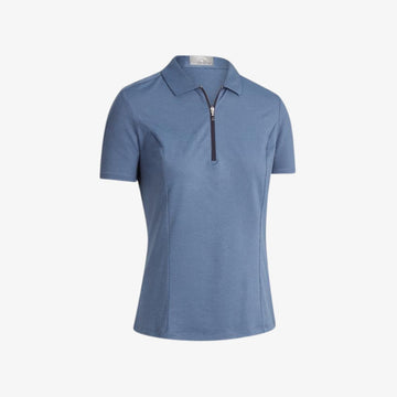 Callaway Ladies Short Sleeve Tonal 1/4 Zip Polo - True Navy Heather