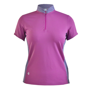 IGLTS2412 - Ladies Geo Print Mandarin Collar Polo Shirt