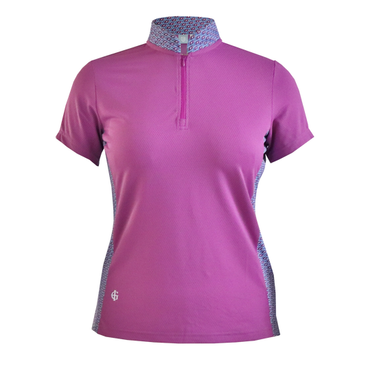 IGLTS2412 - Ladies Geo Print Mandarin Collar Polo Shirt