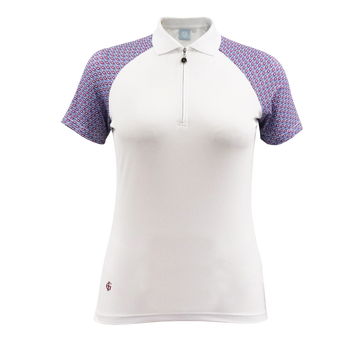 IGLTS2413 - Ladies Geo Print Ribbed Collar Polo Shirt