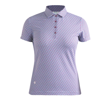 IGLTS2416 - Ladies All Over Geo Print Polo Shirt