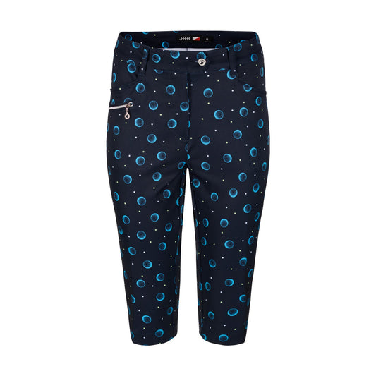 JRB Women's Golf City Shorts - Navy with River Blue Golf Balls and Lime and White Spots