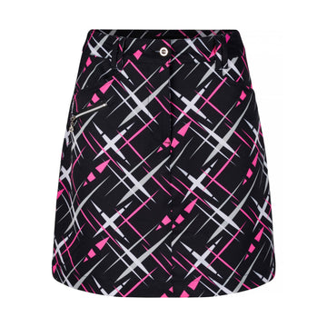 JRB Women's Golf Skort - Black with White and Rose Pink Print