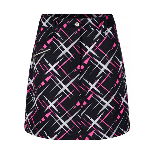 JRB Women's Golf Skort - Black with White and Rose Pink Print